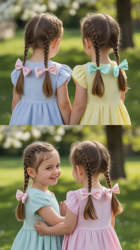 Braided Pigtails with Ribbons