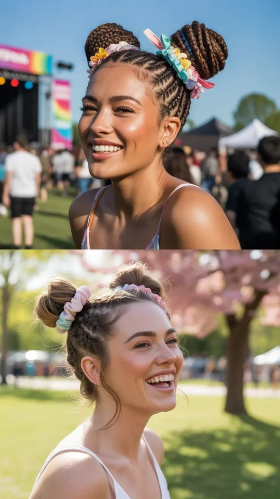 Space Buns with Mini Braids