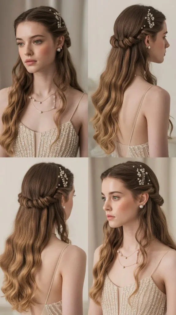 Half-Up with Pearl Hair Pins