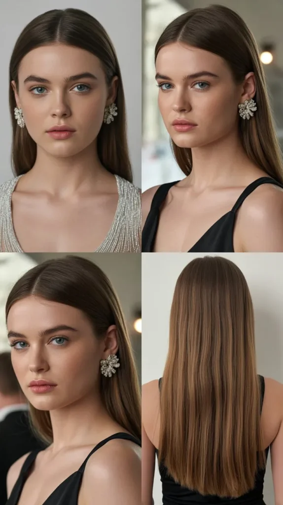 💎 Sleek and Straight with a Middle Part