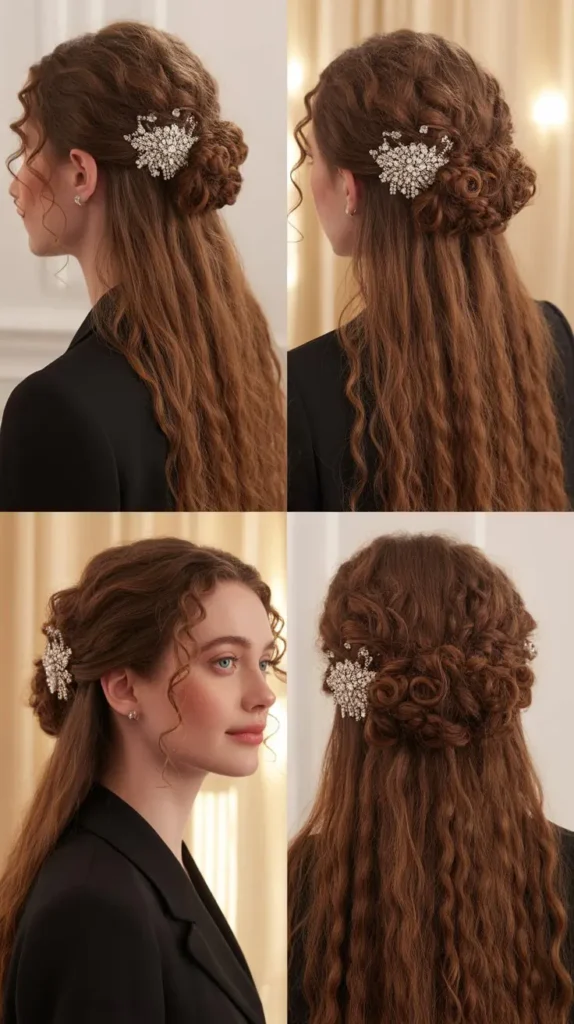 Curly Updo with Decorative Pins
