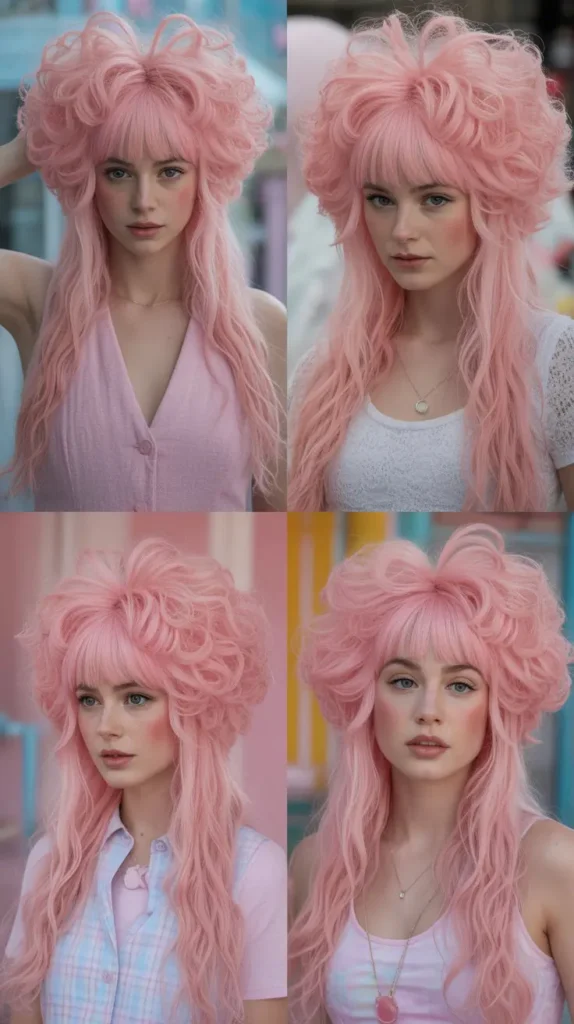 Cotton Candy Pink Crimped Wig