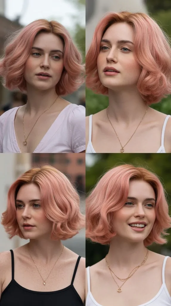 Strawberry Blonde Pink Bob Wig