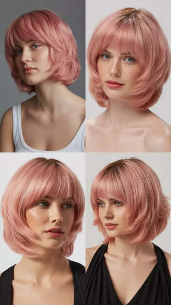 Layered Pink Bob Wig