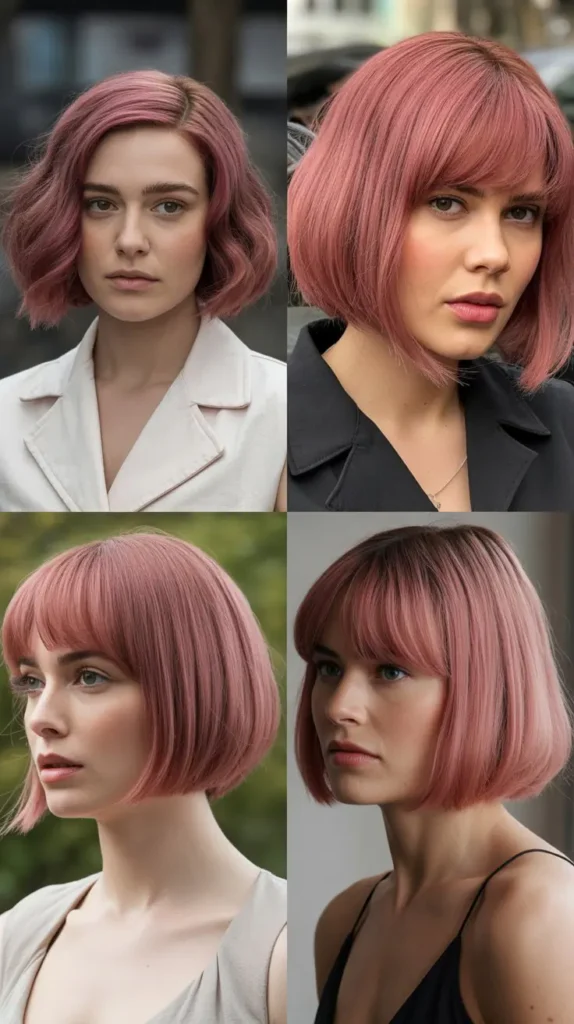 Dusty Rose Pink Bob Wig
