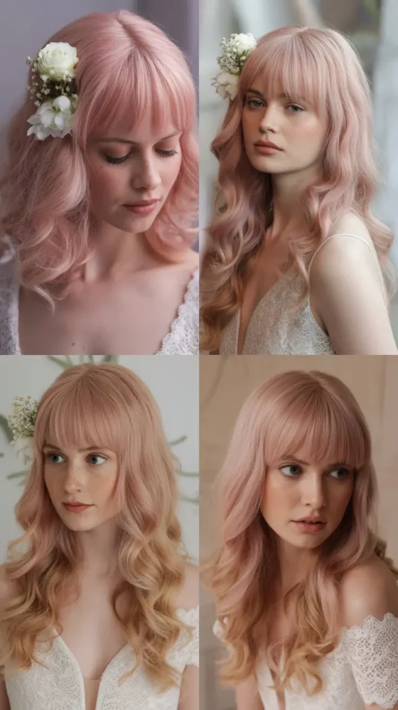 Blush Pink Crimped Wig for Bridal Looks