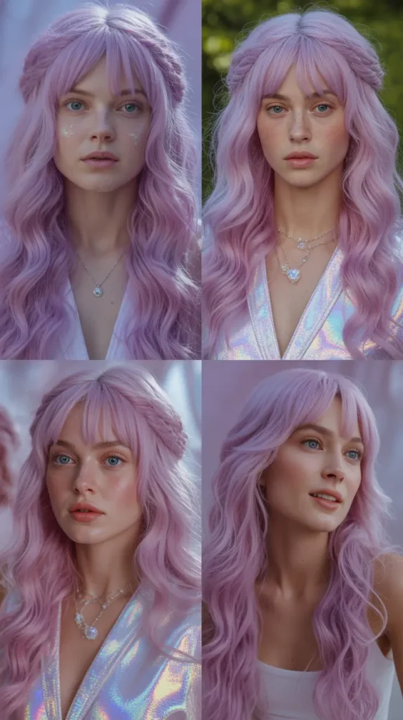 Lavender Pink Crimped Wig