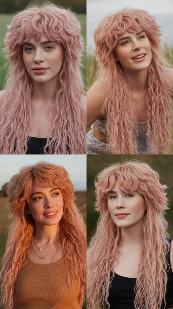 Strawberry Blonde Pink Crimped Wig
