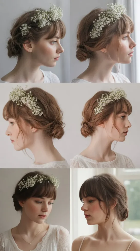  Feathered Updo with Baby's Breath
