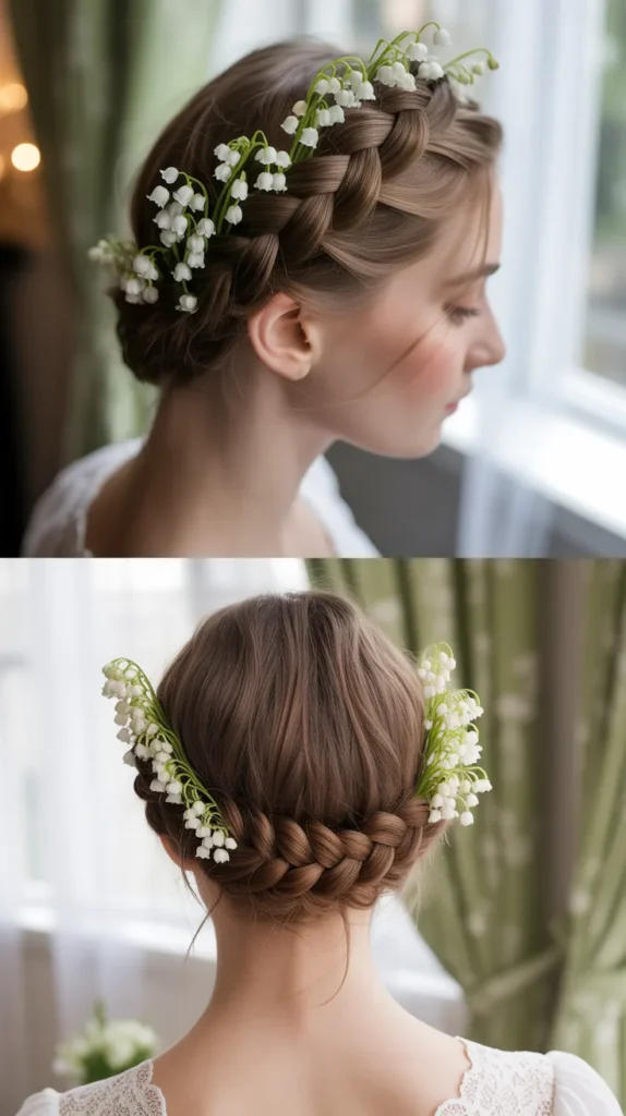 Romantic Milkmaid Braid with Lily of the Valley