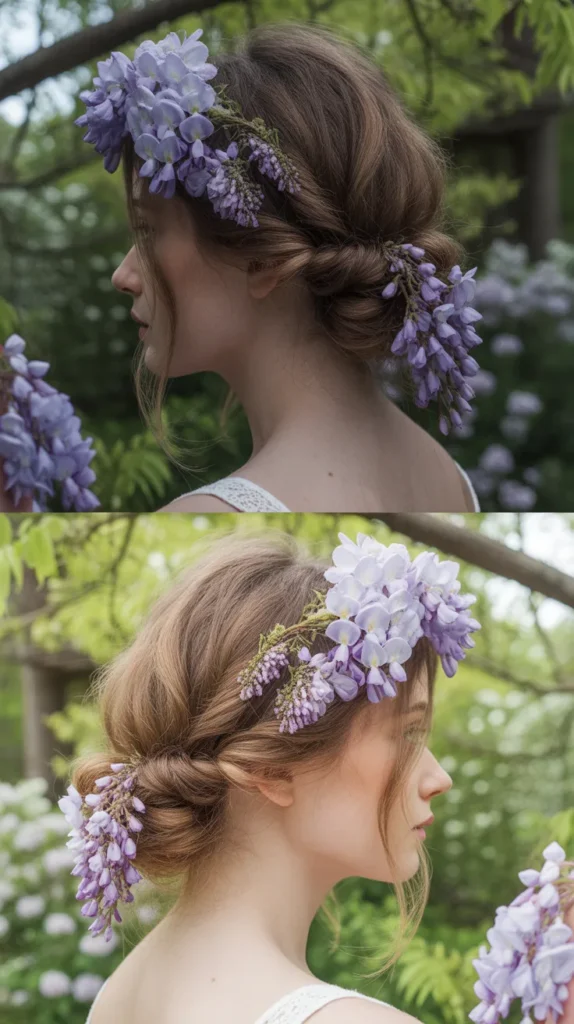 Twisted Half-Up with Wisteria