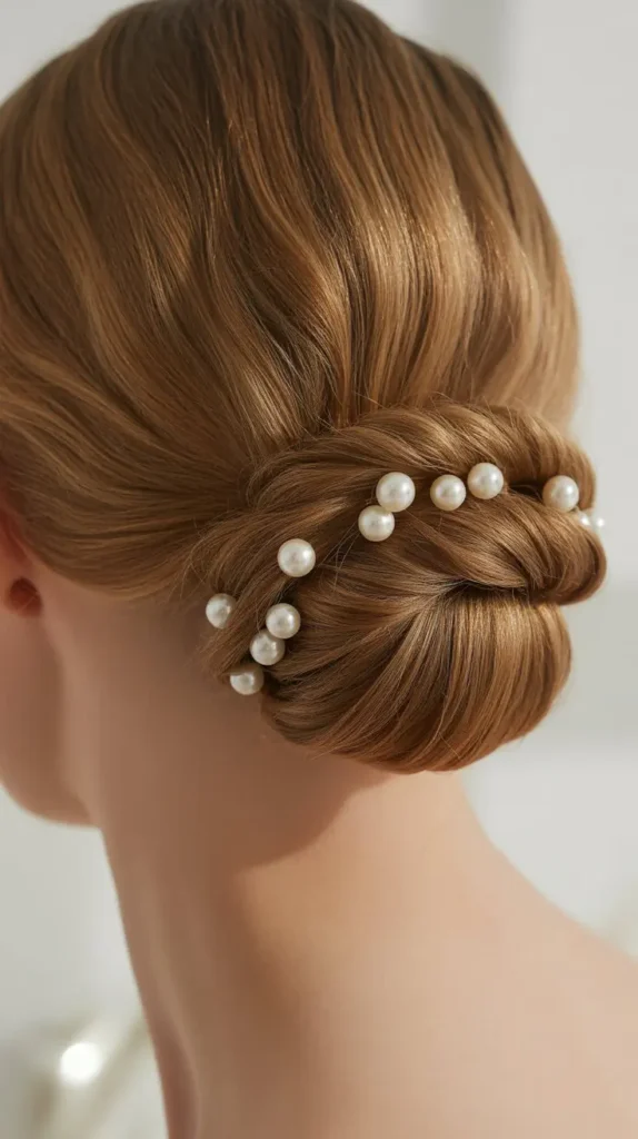 4. Pearl-Embellished Chignon