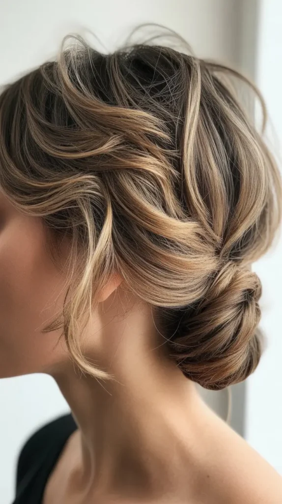 Textured Updo for Short Layered Hair