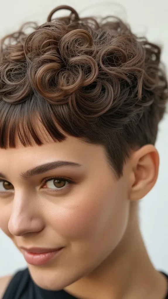 Curly Pixie with Micro Bangs