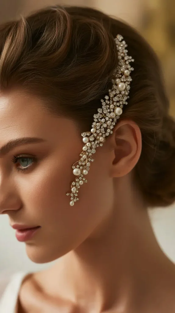 Asymmetrical Jeweled Clip