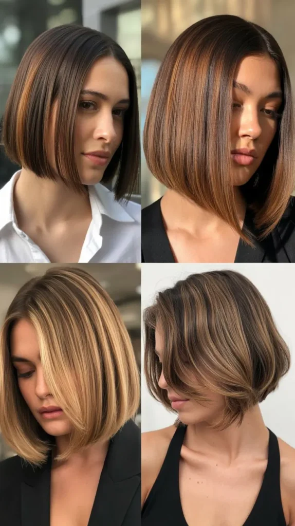 Shiny Straight Bob with Subtle Caramel Glow