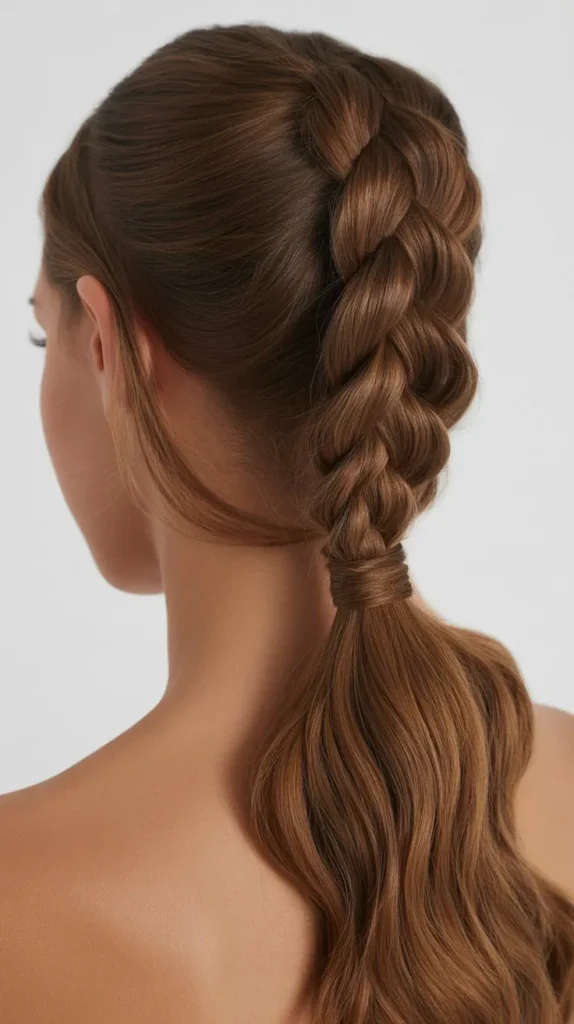Side Part Braided High Ponytail