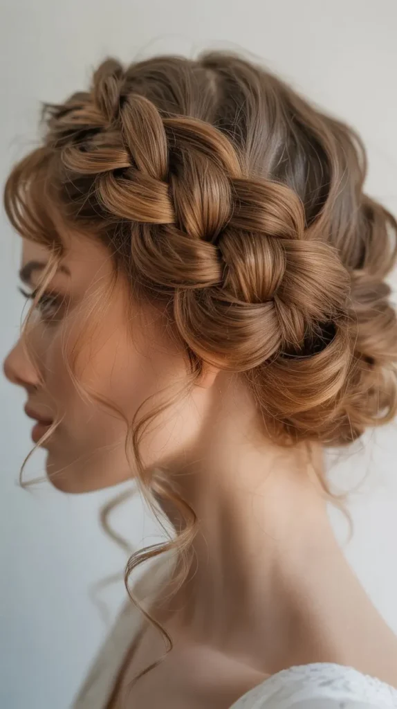 Braided Crown with Curly Ends