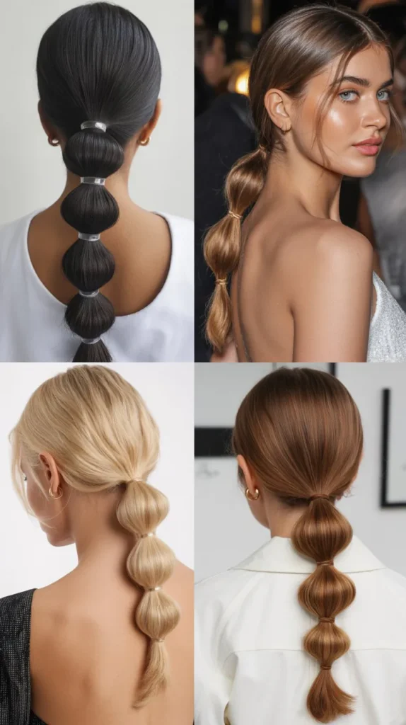 Sleek Straight Bubble Ponytail