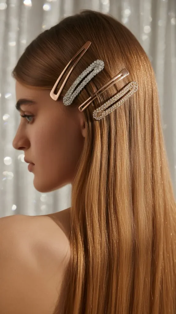 Straight Hair with Hair Clips