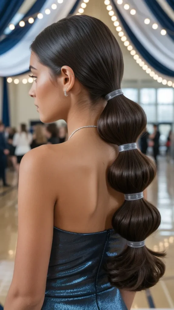 Straight Hair Bubble Ponytail