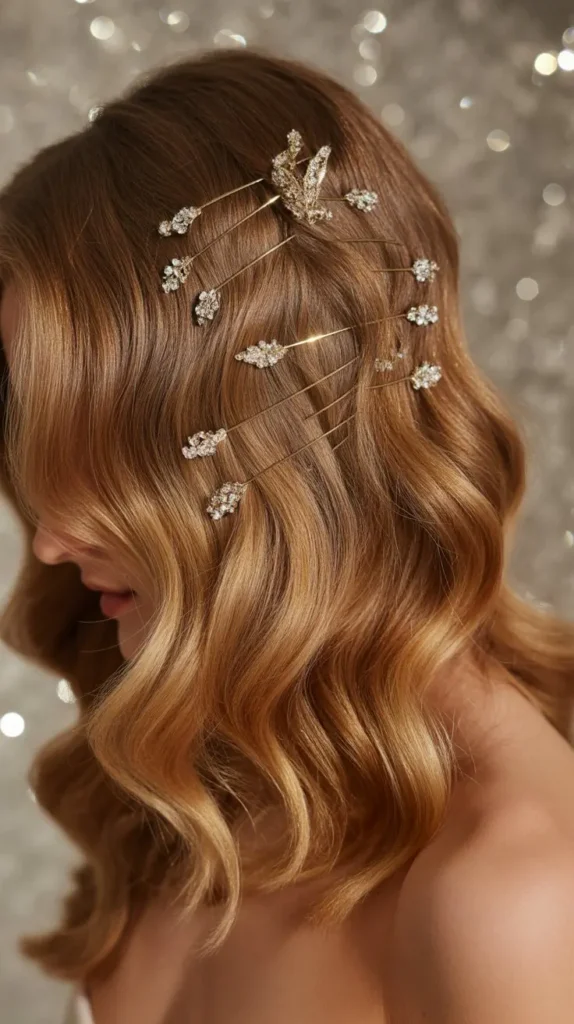 Textured Waves with Glitter Pins