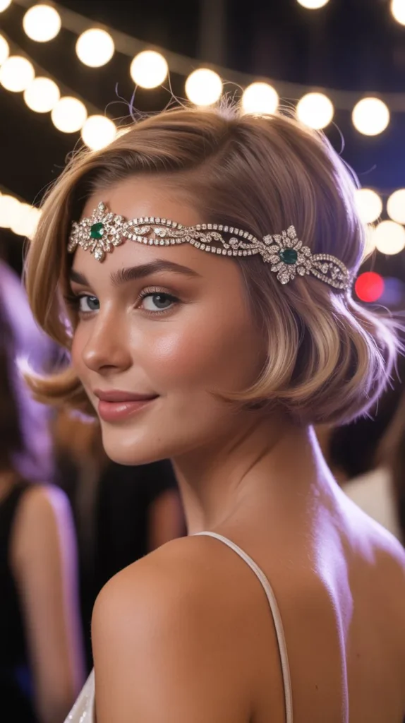 Short Hair with Jeweled Headband