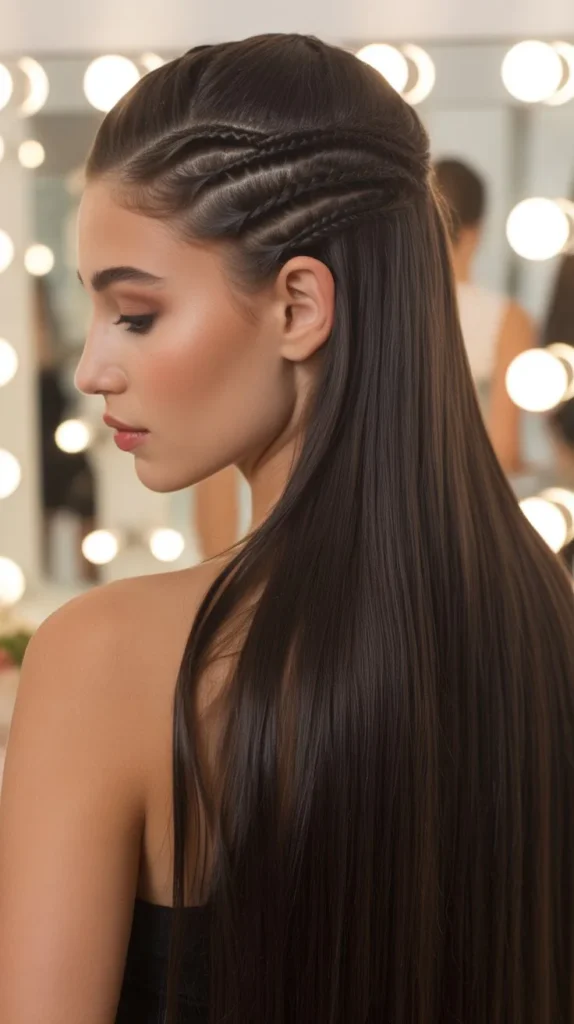 Straight Hair with Twisted Front