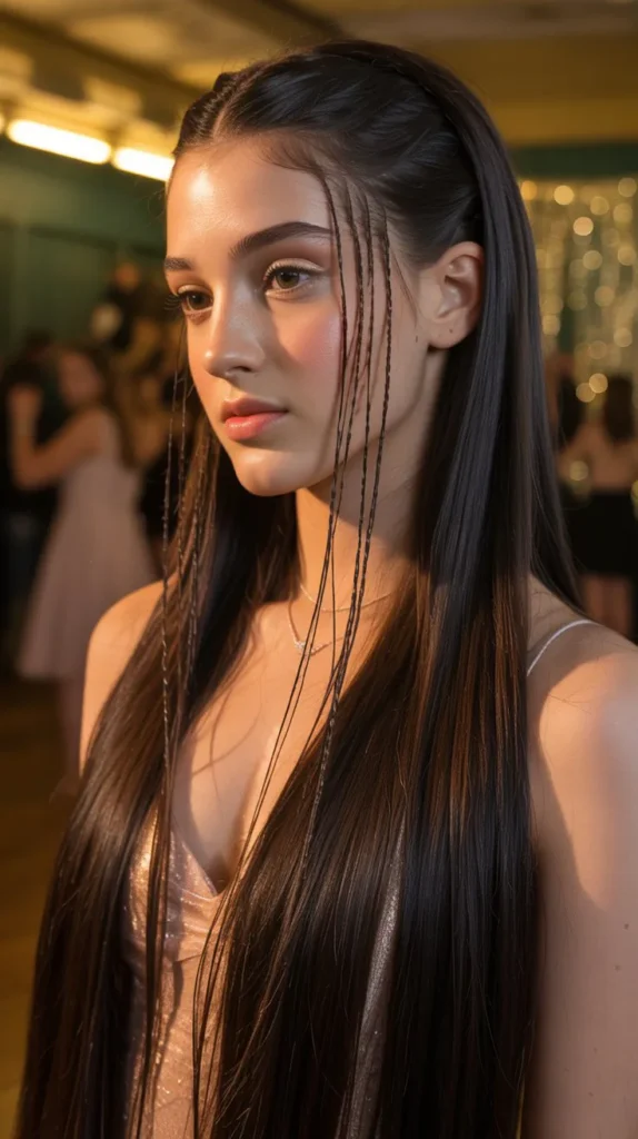 Straight Hair with Tiny Braided Strands