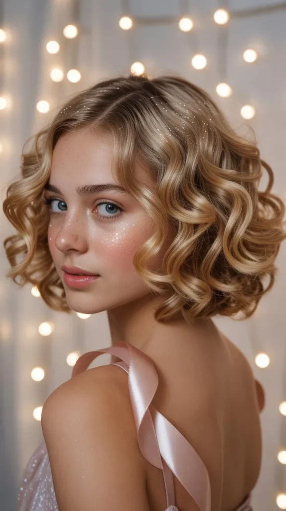 Curled Bob with Ribbon