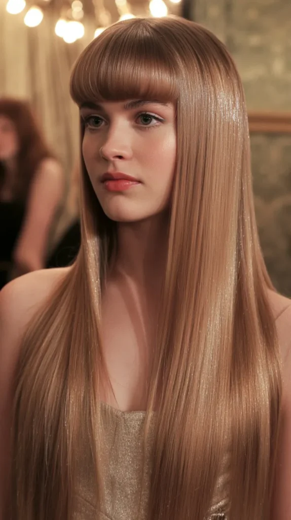  Straight Hair with Curtain Bangs