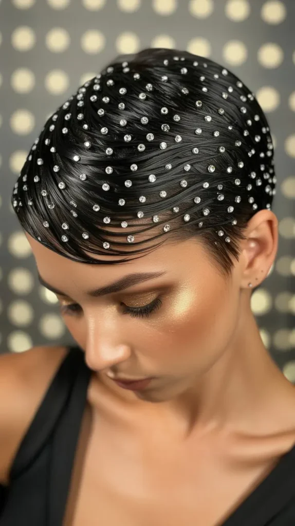 Glam Short Hair with Rhinestones