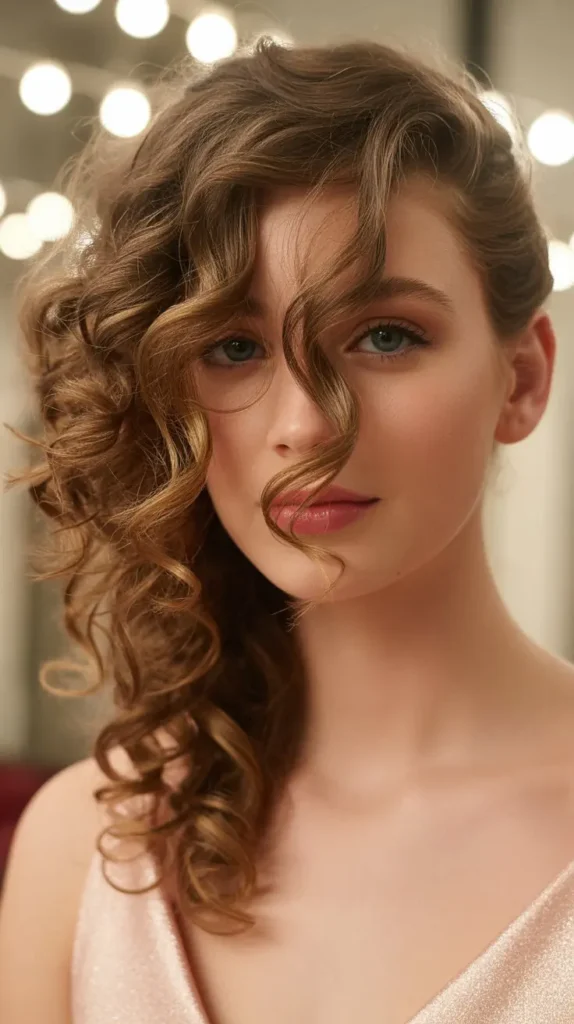 Side Swept Curly Hairstyle