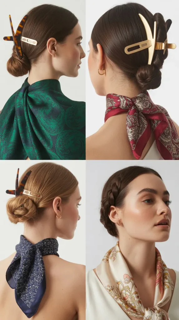 29. The Silk Scarf Claw Clip Updo
