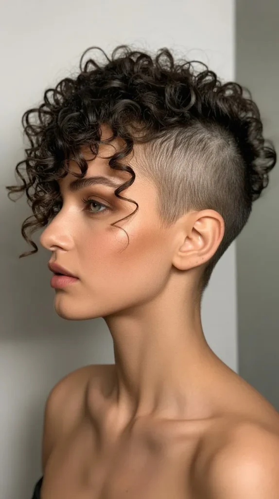 Curly Pixie with Shaved Sides