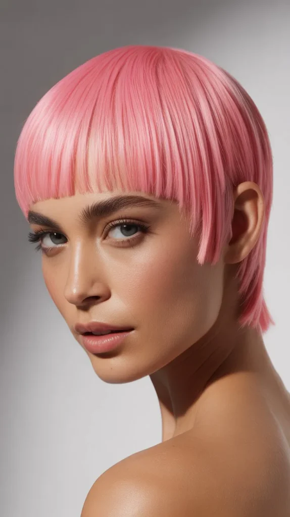 Sleek Straight Pink Pixie Cut Wig