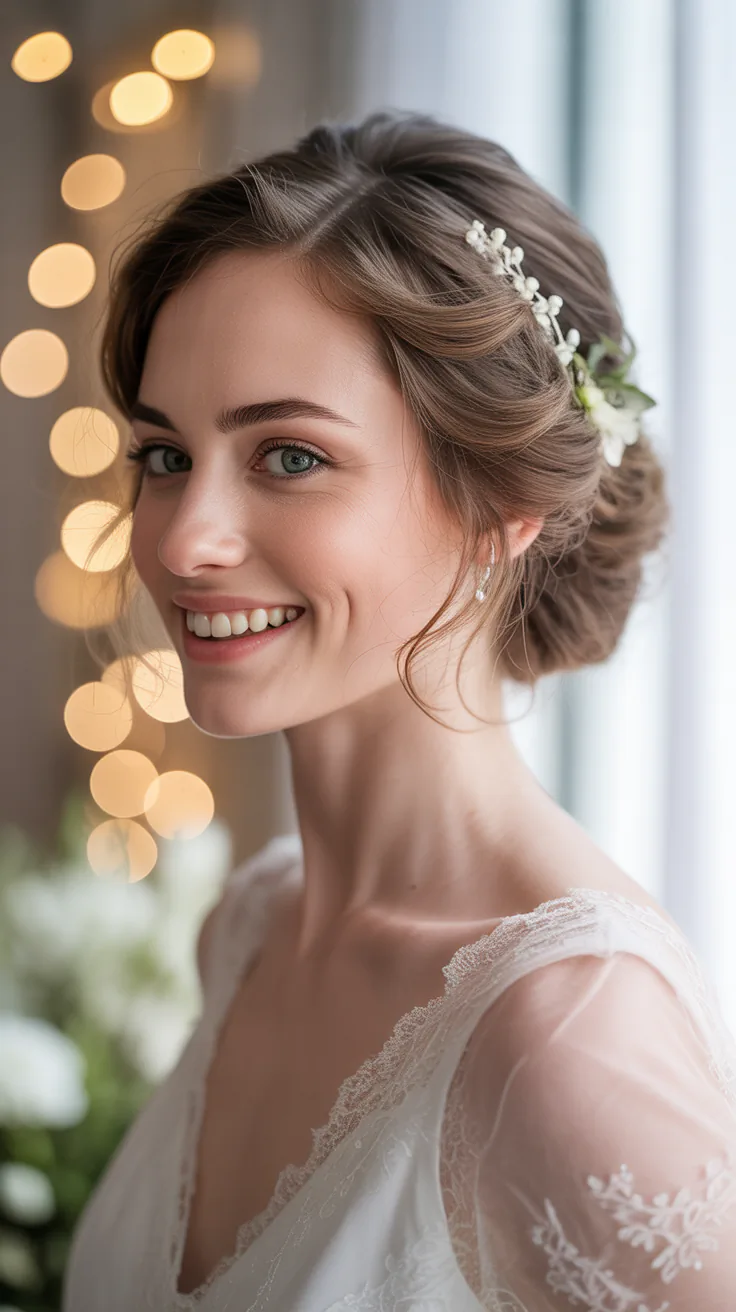 Romantic Down Wedding Hairstyles for Short Hair