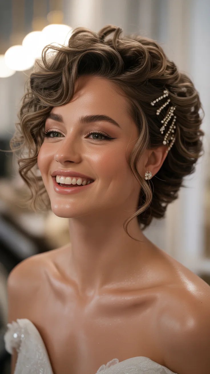 Curly Short Hair Wedding Styles Full of Glam