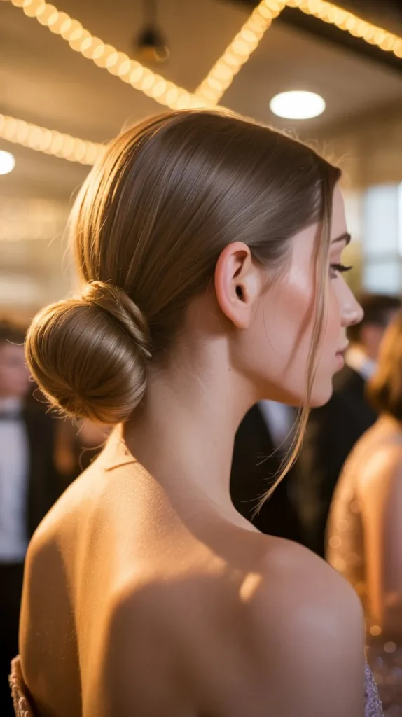 Straight Hair with Low Bun