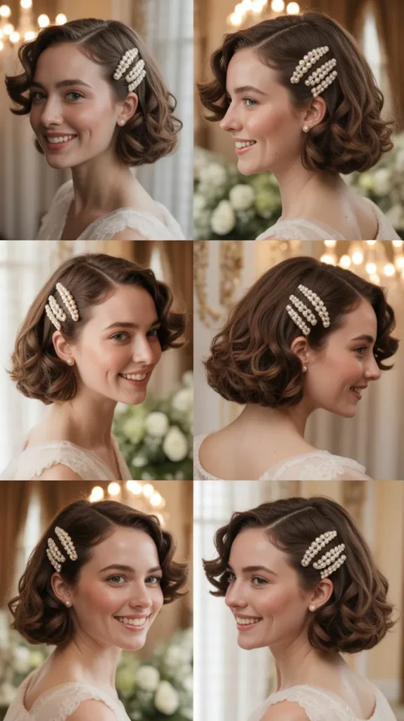  Curled Bob with Pearl Pins