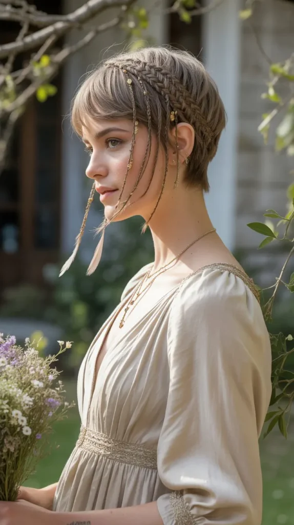 Boho-Regency Braided Pixie