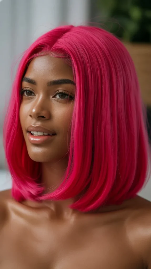 Fuchsia Pink Shoulder Length Wig