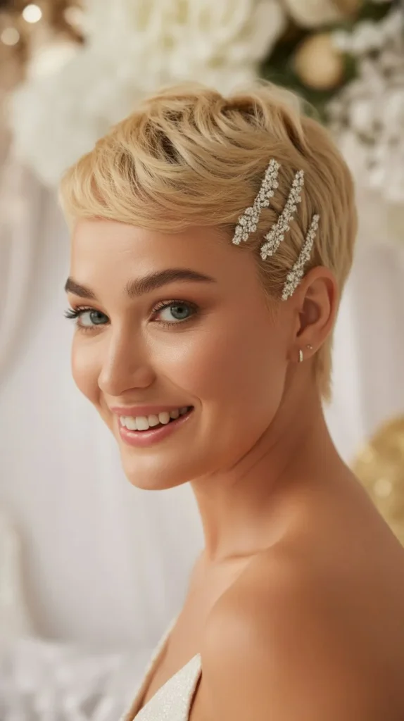 Short Hair with Sparkling Clips
