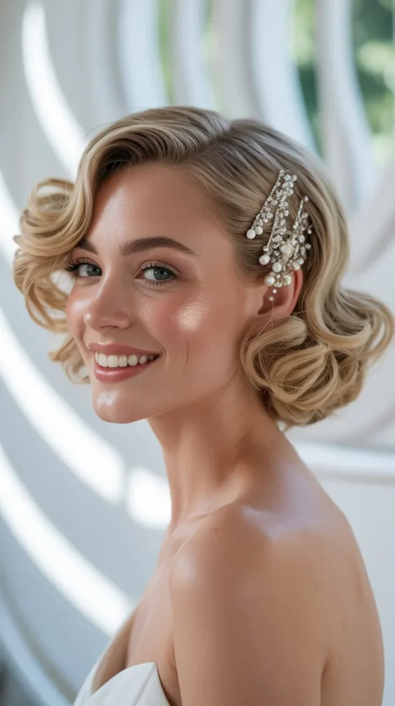 Curled Bob with Elegant Pins