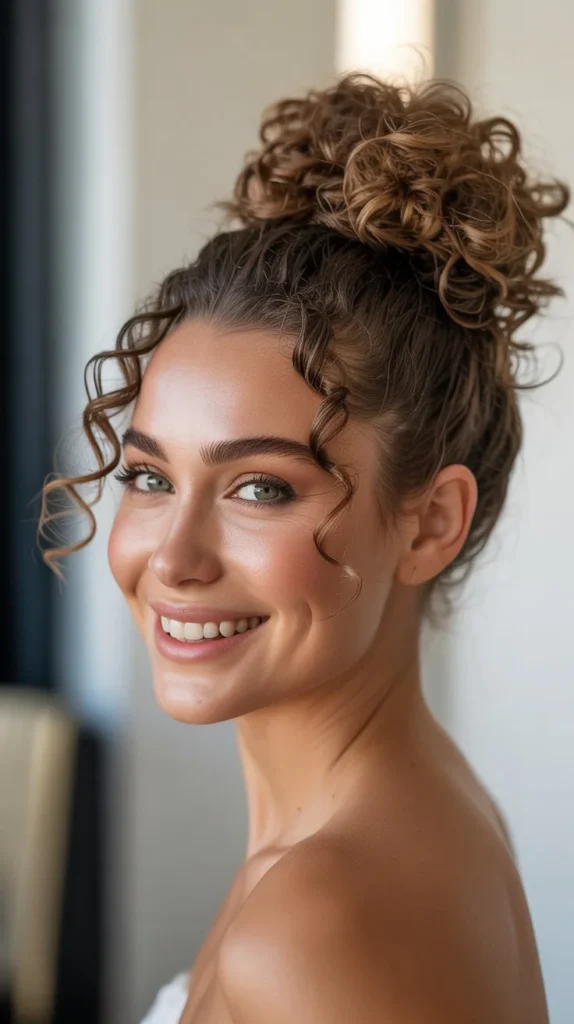 Elegant Curly Top Knot