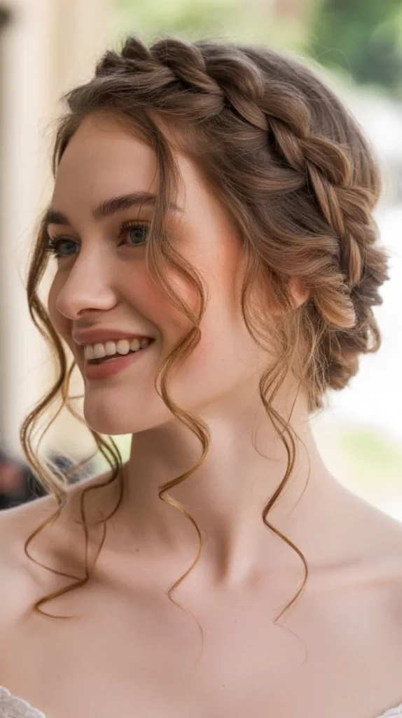 Soft Crown Braid with Curls