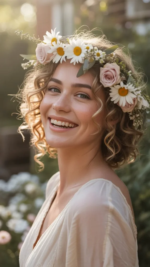 Floral Crown Curly Style