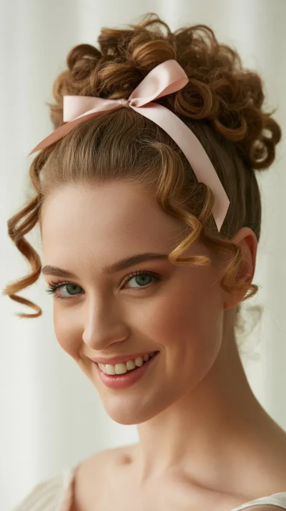 Ribbon-Tied Curly Updo