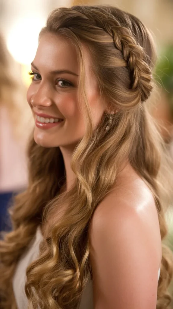 Romantic Side Braid with Loose Hair