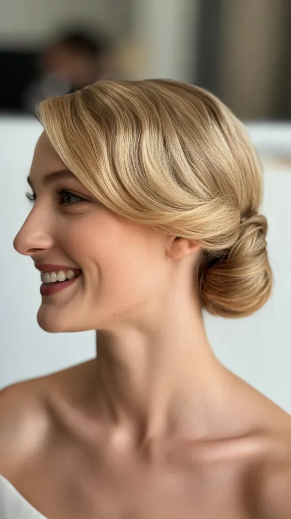 Short Blonde Hair with Side Bun